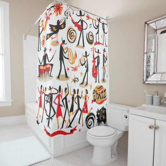 jazzmusici - iconen set . Geïsoleerd op witte basi Douchegordijn (In situ)