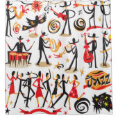 jazzmusici - iconen set . Geïsoleerd op witte basi Douchegordijn (Voorkant)