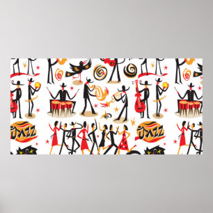 jazzmusici - iconen set . Geïsoleerd op witte basi Poster