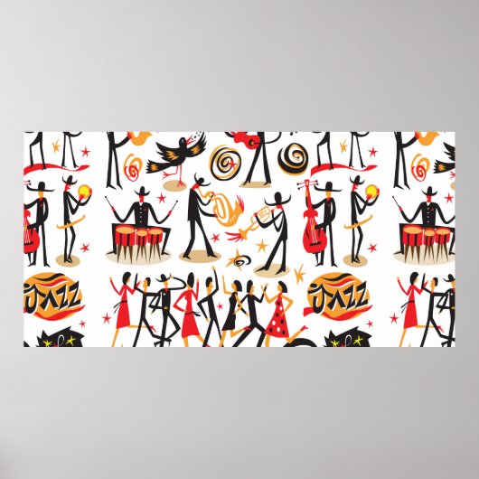 jazzmusici - iconen set . Geïsoleerd op witte basi Poster (Voorkant)
