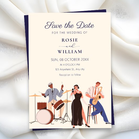Jazzmuziek bruiloft save the date