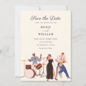 Jazzmuziek bruiloft save the date (Voorkant)