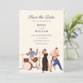Jazzmuziek bruiloft save the date (Staand voorkant)