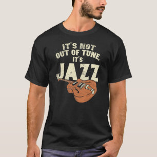 jazzmuziek elektrisch jazz guitar en messing t-shirt