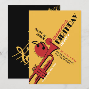 Jazzmuziek trompet verjaardag kaart