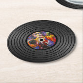 jazzmuziek-vinylplaat ronde kartonnen onderzetter (Gebogen)