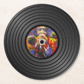 jazzmuziek-vinylplaat ronde kartonnen onderzetter (Voorkant)
