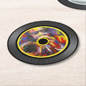 jazzmuziek-vinylplaat ronde kartonnen onderzetter (Gebogen)