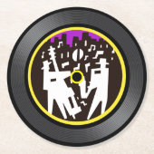 jazzmuziek-vinylplaat ronde kartonnen onderzetter (Voorkant)