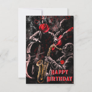 Jazzmuziekband Muzikale Verjaardagskaart Kaart