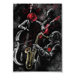 Jazzmuziekposter Jazzband Foto Afdruk