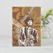 Jazzmuzikant met saxofoon kaart (Staand voorkant)