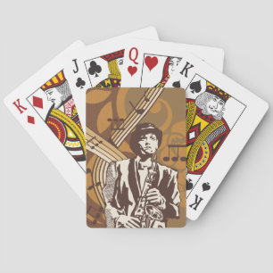 Jazzmuzikant met saxofoon pokerkaarten