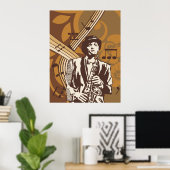 Jazzmuzikant met Saxofoon Poster (Thuiskantoor)
