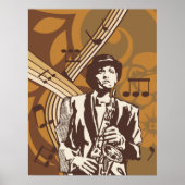 Jazzmuzikant met Saxofoon Poster (Voorkant)