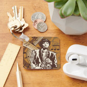 Jazzmuzikant met saxofoon sleutelhanger