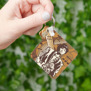 Jazzmuzikant met saxofoon sleutelhanger