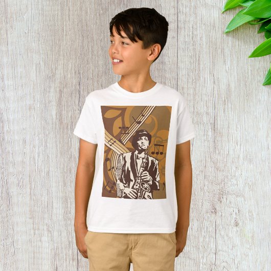 Jazzmuzikant met saxofoon t-shirt