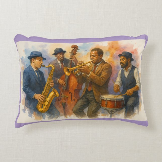 Jazzmuzikanten Accent Kussen (Voorkant)
