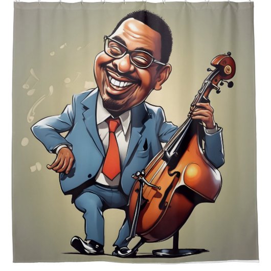 jazzmuzikanten douchegordijn (Voorkant)
