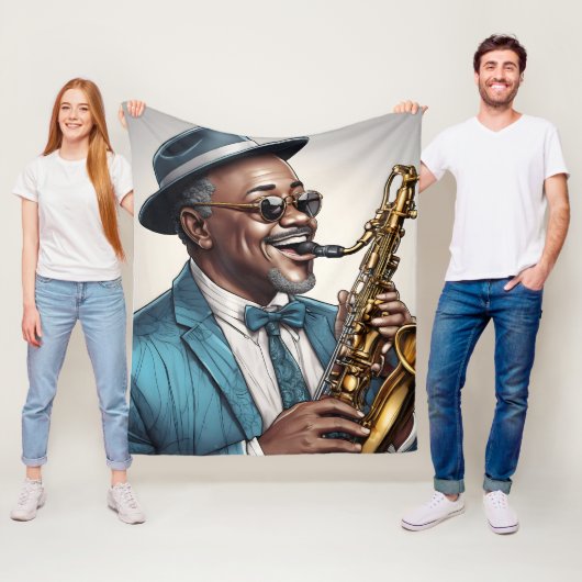 jazzmuzikanten fleece deken (In situ)