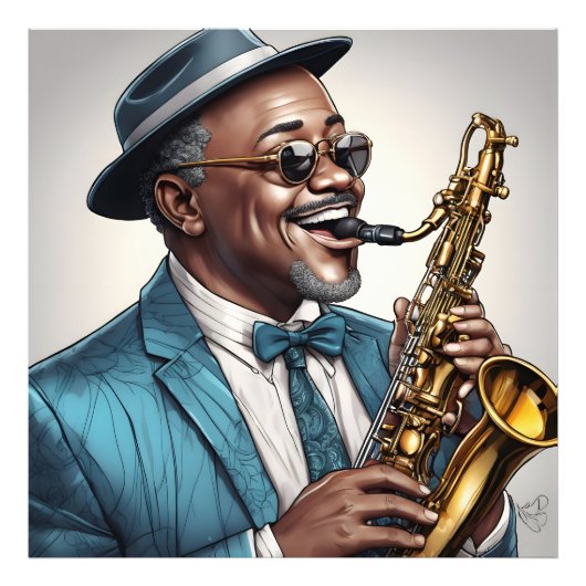 jazzmuzikanten foto afdruk (Voorkant)