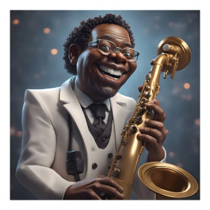 jazzmuzikanten foto afdruk