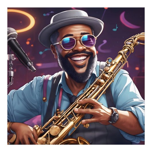 jazzmuzikanten foto afdruk (Voorkant)