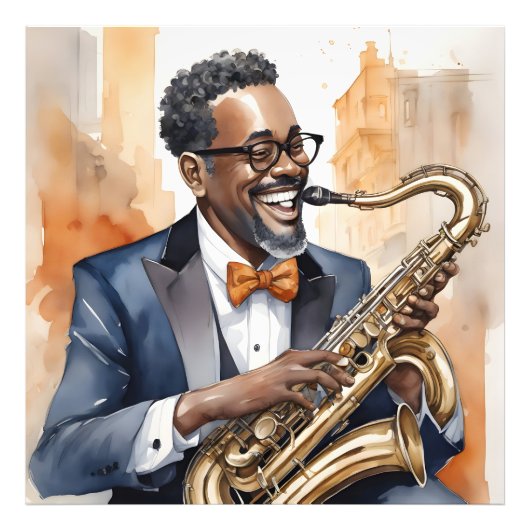 jazzmuzikanten foto afdruk (Voorkant)