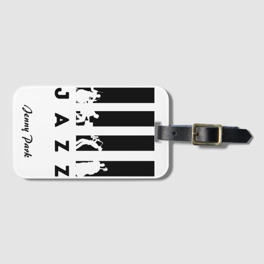 Jazzmuzikanten gepersonaliseerd bagagelabel (Voorkant (horizontaal))