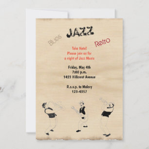 Jazzmuzikanten Retro Muziek Vintage Aquarel Afspra Kaart