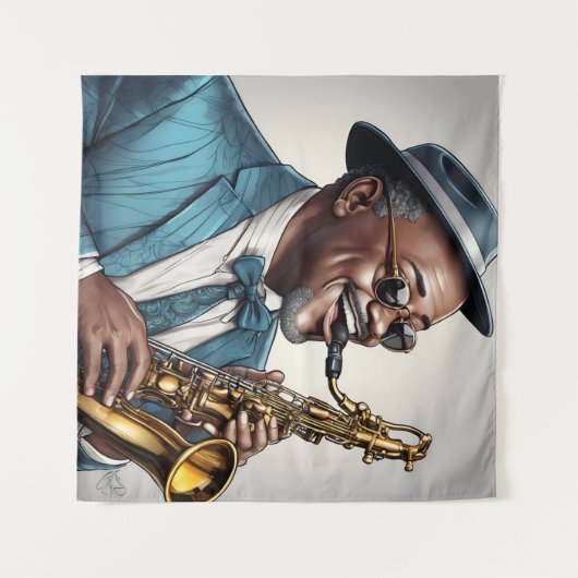 jazzmuzikanten wandkleed (Voorkant (horizontaal))