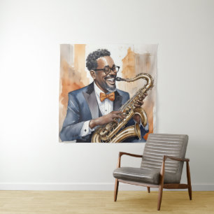 jazzmuzikanten wandkleed
