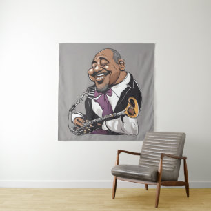 jazzmuzikanten wandkleed