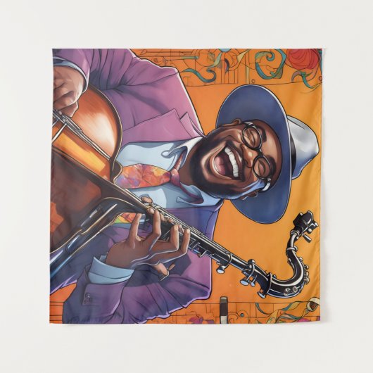 jazzmuzikanten wandkleed (Voorkant (horizontaal))