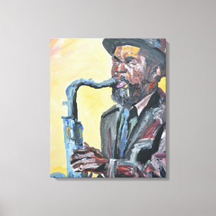 Jazzsaxofonist Neo-Expressionist Canvas Afdruk