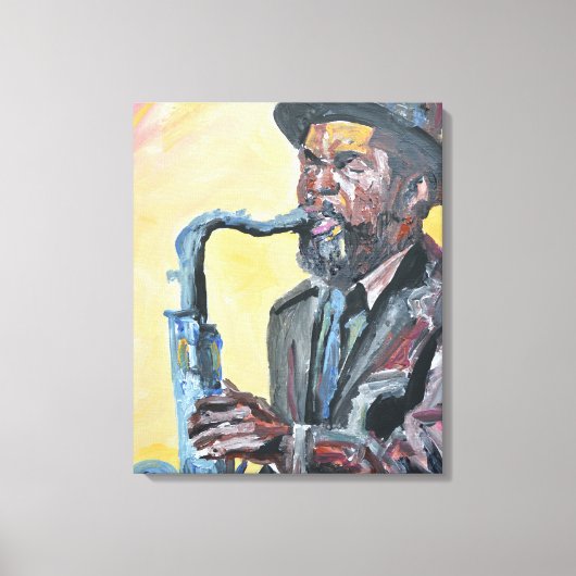 Jazzsaxofonist Neo-Expressionist Canvas Afdruk (Voorkant)