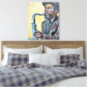 Jazzsaxofonist Neo-Expressionist Canvas Afdruk (Insitu (Slaapkamer))