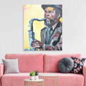 Jazzsaxofonist Neo-Expressionist Canvas Afdruk (Insitu (Woonkamer))