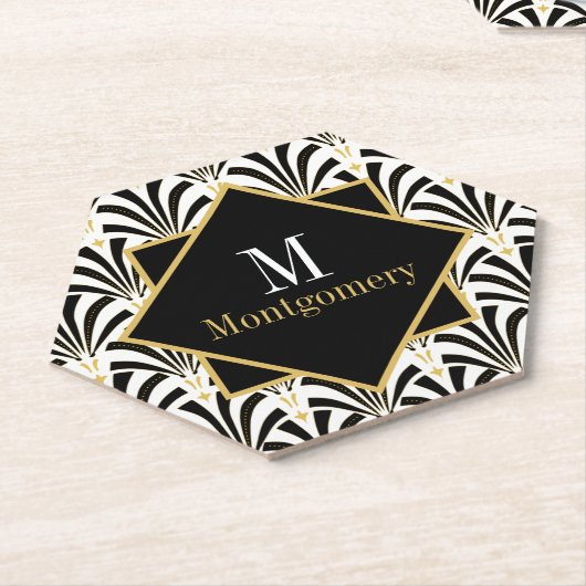 Jazzy 1920s Art Deco Palmettos Geometric Kartonnen Onderzetters (Schuin)