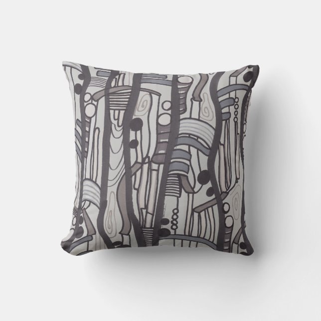 Jazzy Abstract Grays Pillow Kussen (Voorkant)