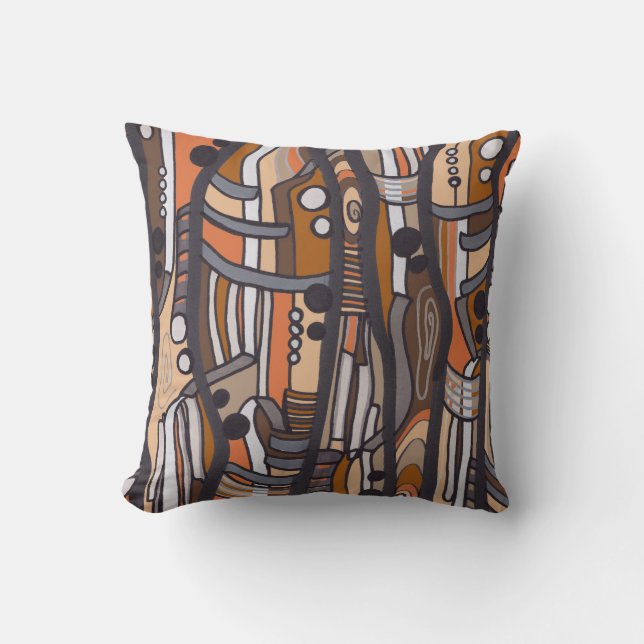 Jazzy Abstracte Earthtones Pillow Kussen (Voorkant)