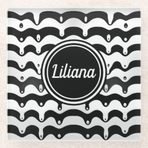 Jazzy Black en White Smelting Zebra Stripes Glazen Onderzetter