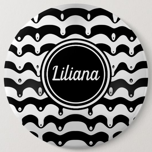 Jazzy Black en White Smelting Zebra Stripes Ronde Button 6,0 Cm (Voorkant)