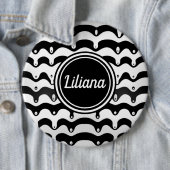 Jazzy Black en White Smelting Zebra Stripes Ronde Button 6,0 Cm (In situ)