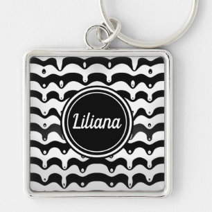Jazzy Black en White Smelting Zebra Stripes Sleutelhanger