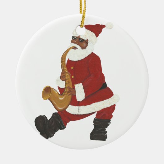 Jazzy Black Kerstkerstversiering Keramisch Ornament (Voorkant)
