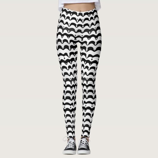 Jazzy Black & White Smelting Zebra Stripes Leggings (Voorkant)