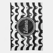 Jazzy Black & White Smelting Zebra Stripes Theedoek (Verticaal)