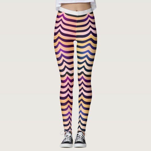Jazzy Black & White Trippy op Art Stripey Pattern Leggings (Voorkant)